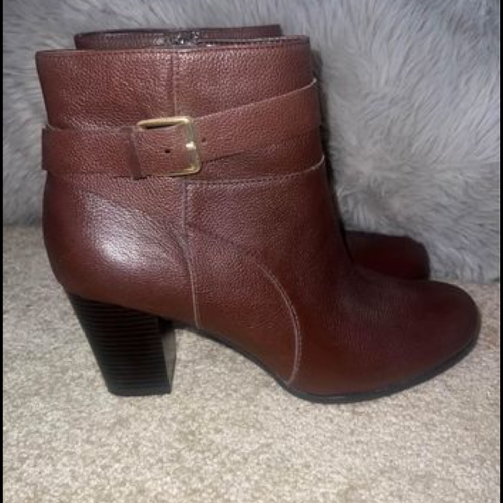Cute brown booties with buckle detail